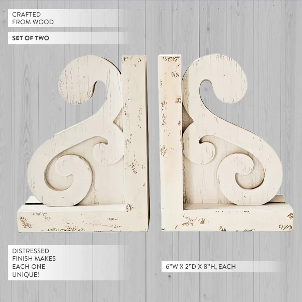 Distressed Farmhouse Wooden Bookend Corbel, Set of Two