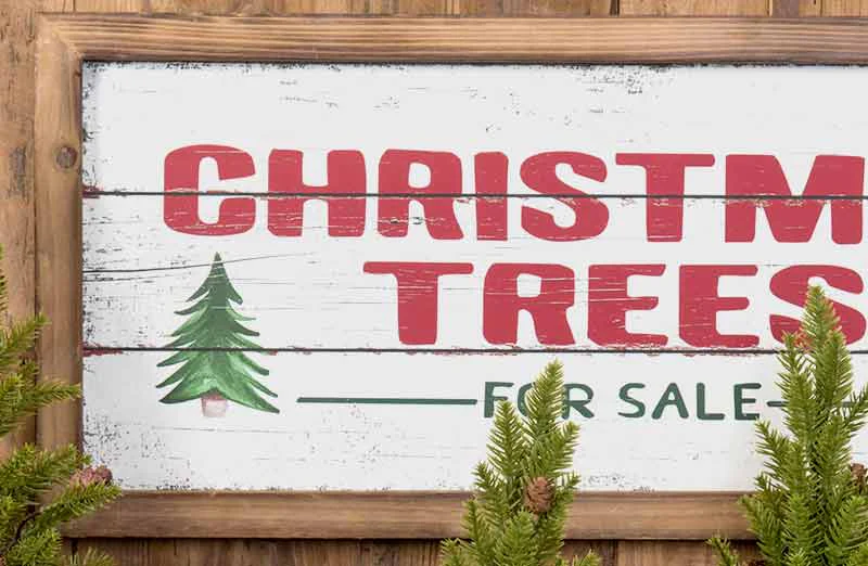 Wood Framed Christmas Trees Sign