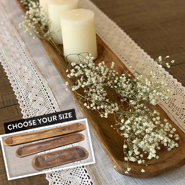 Long Handcarved Rustic Baguette Board, Pick Your Size