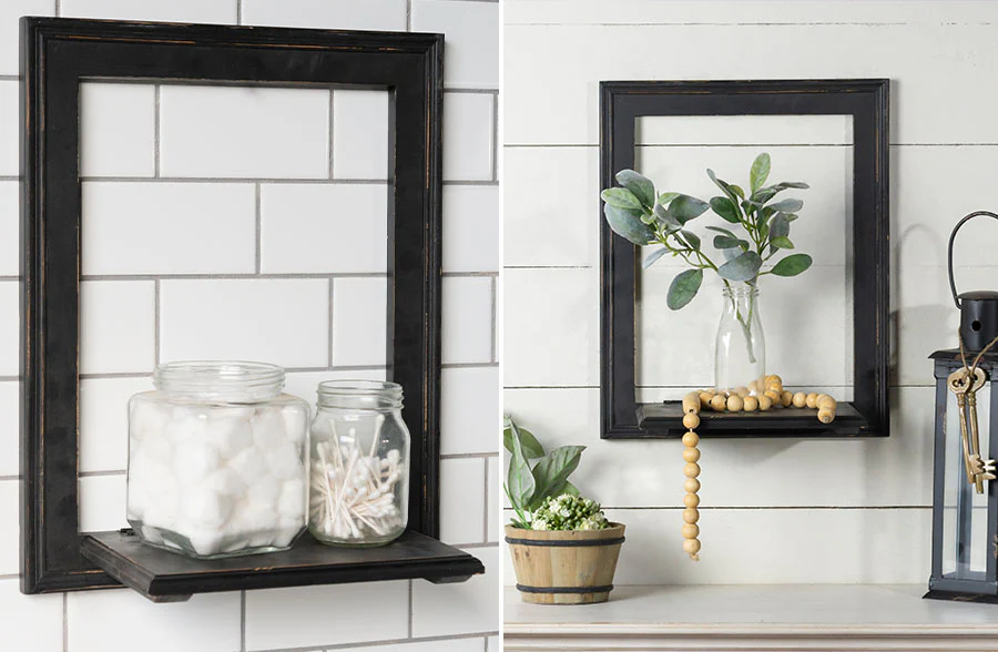 Black Wooden Framed Shelf