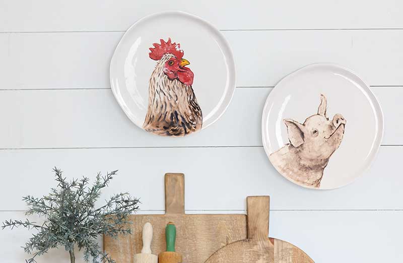Farm Animal Plates  Set of 3