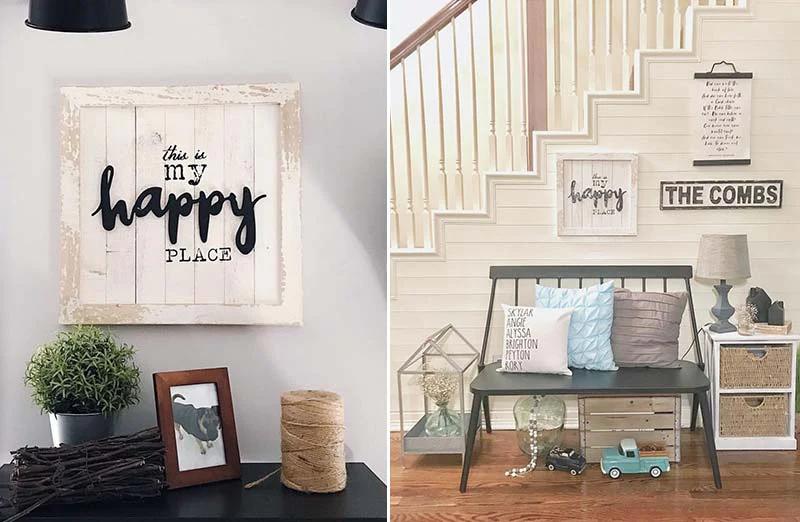 Distressed Wooden Happy Place Sign
