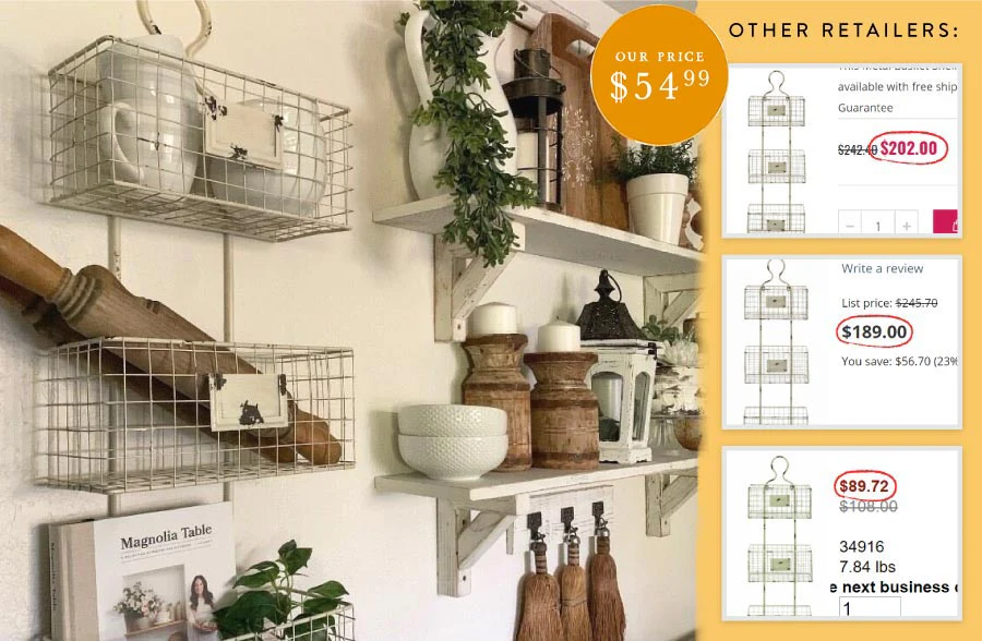 Three Tiered Chippy Wall Basket