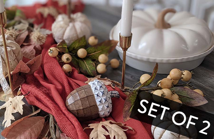 Handpainted Geometric Ornate Acorn Decor, Set of 2