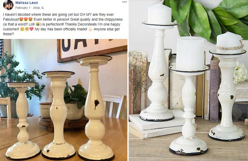 Distressed Candle Holders. Set of 3