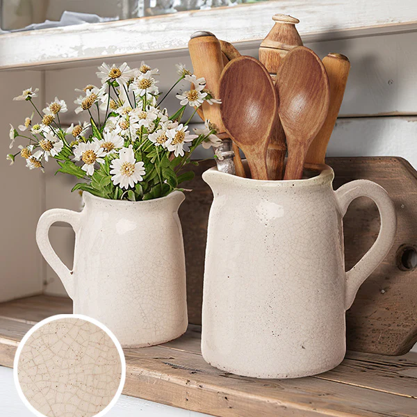 Crackled Finish Terracotta Vases, Set of 2