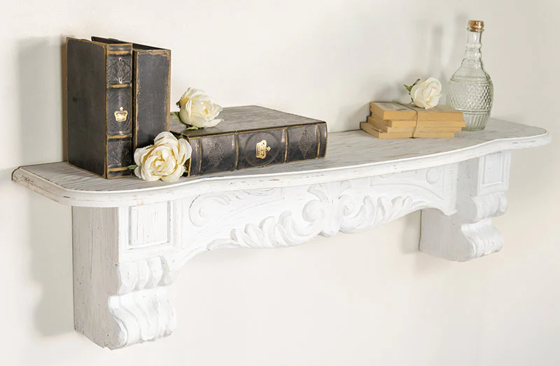 *HUGE* Antique White Corbel Mantel