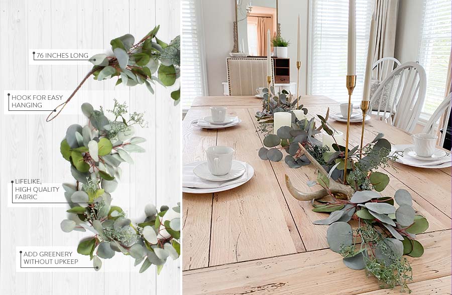 76 Inch Long Lifelike Eucalyptus Garland