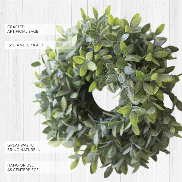 Lush Artificial Sage Door Wreath