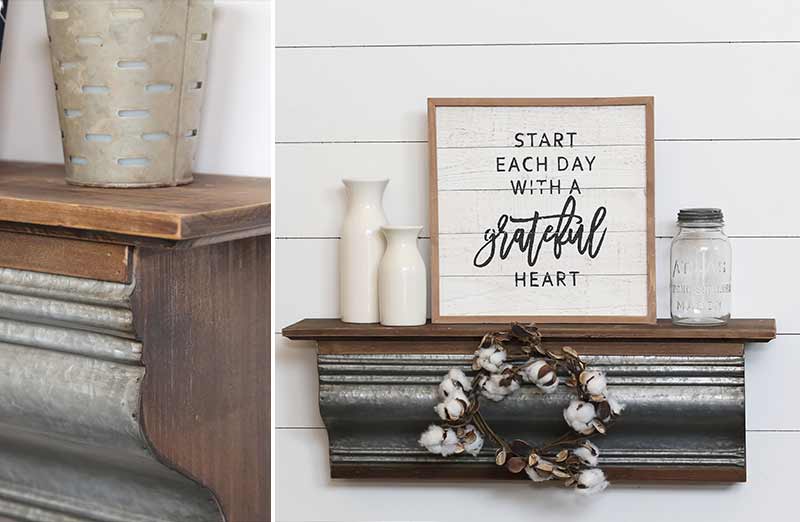 LARGE Galvanized Metal and Wood Shelf