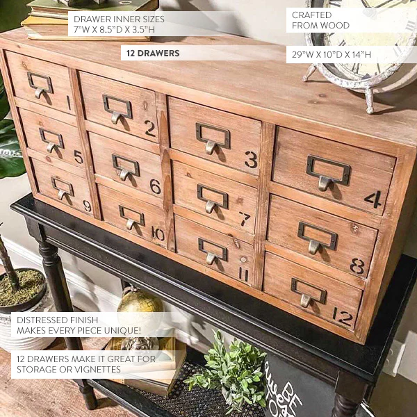 Vintage Inspired Wooden Apothecary Chest