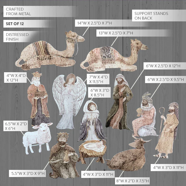 Vintage-Inspired Tabletop Nativity Scene, Set of 12