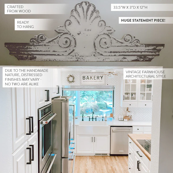 HUGE Distressed Wood Scroll Wall Decor