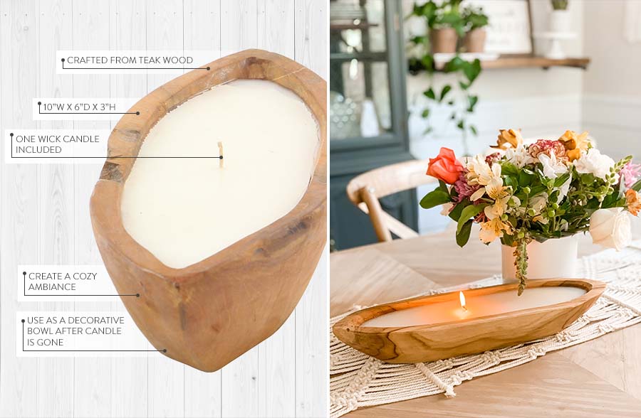 Oblong Wooden Candle Boat