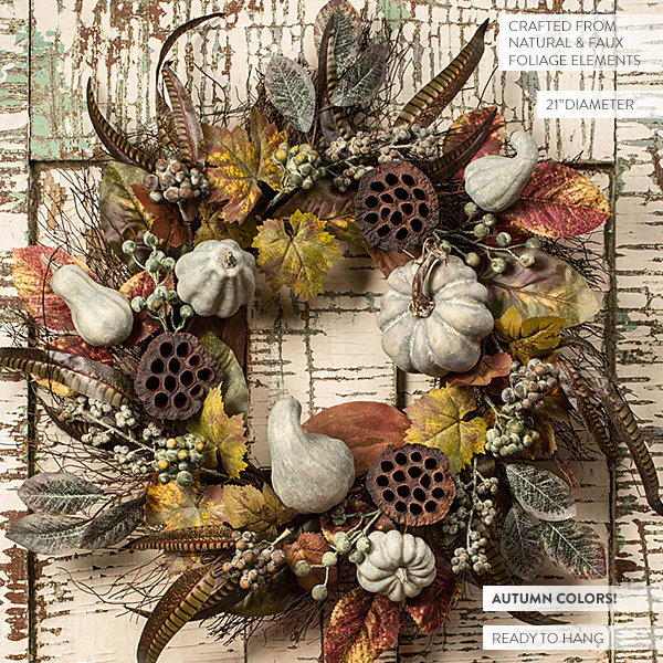 Premium Pumpkin and Gourd Autumn Wreath