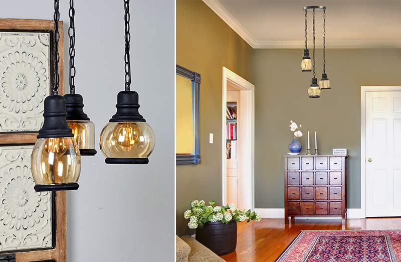 Three Light Metal Pendant