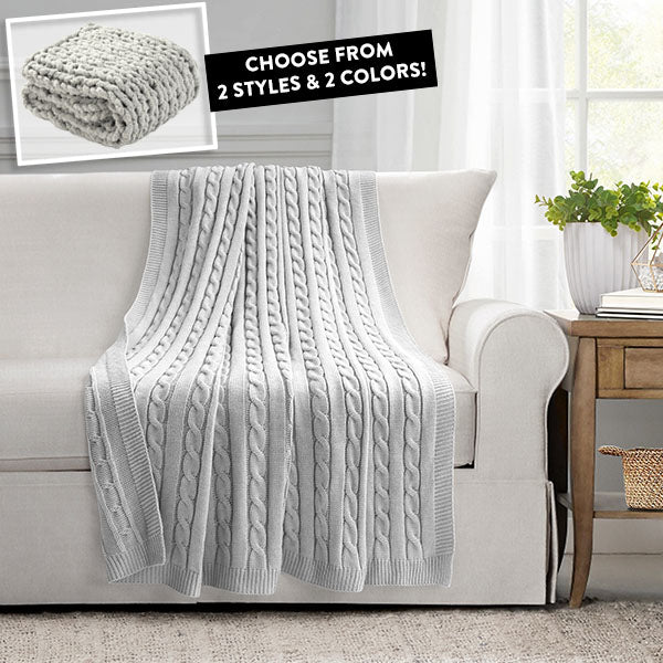 Cozy Knit Throw Blanket, Pick Your Style