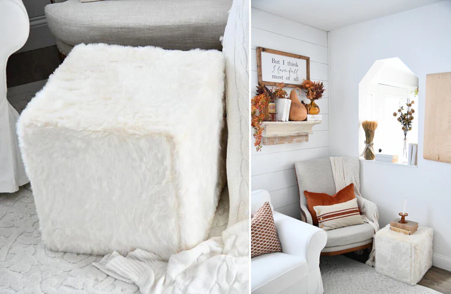 Faux Fur Ottoman