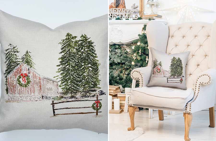 Winter Barn Pillow Case | Handmade in USA