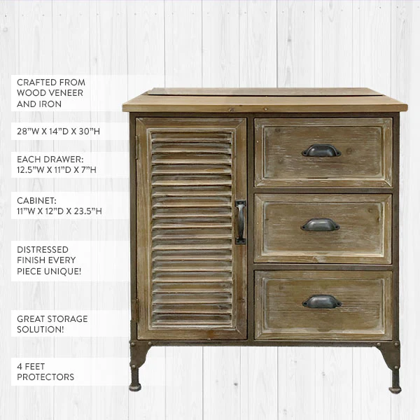 Distressed Storage Cabinet Side Table