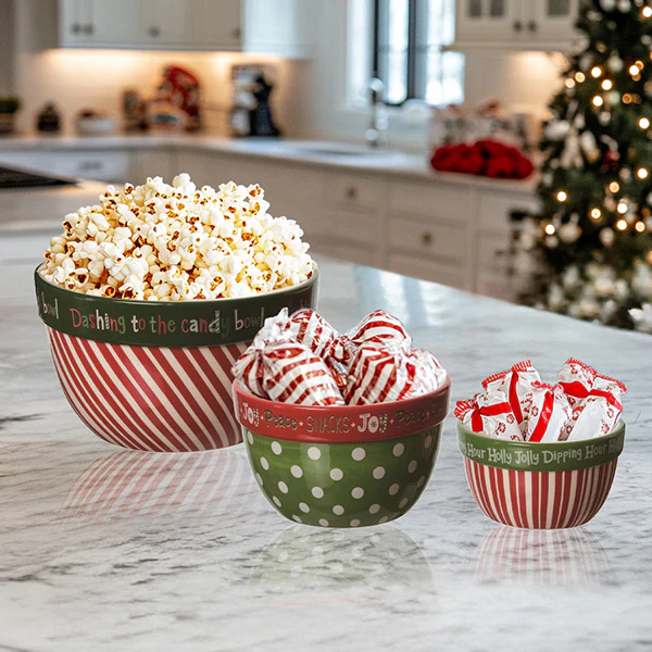 Festive Nesting Snack Bowls, Set of Three