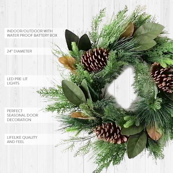 Pre-lit Woodland Christmas Wreath