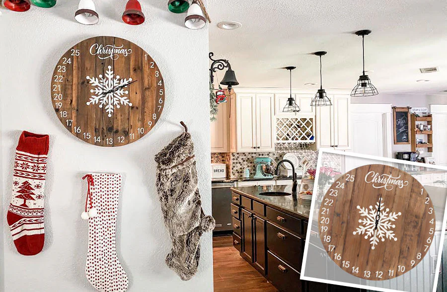 Reclaimed Wood Christmas Advent Clock Calendar