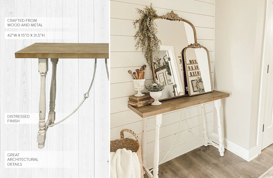Turned Wood Architectural Console Table