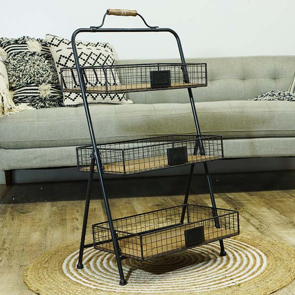 Three Tier Folding Wire Display Baskets