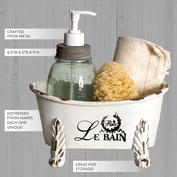French Inspired Clawfoot Tub Bathroom Caddy