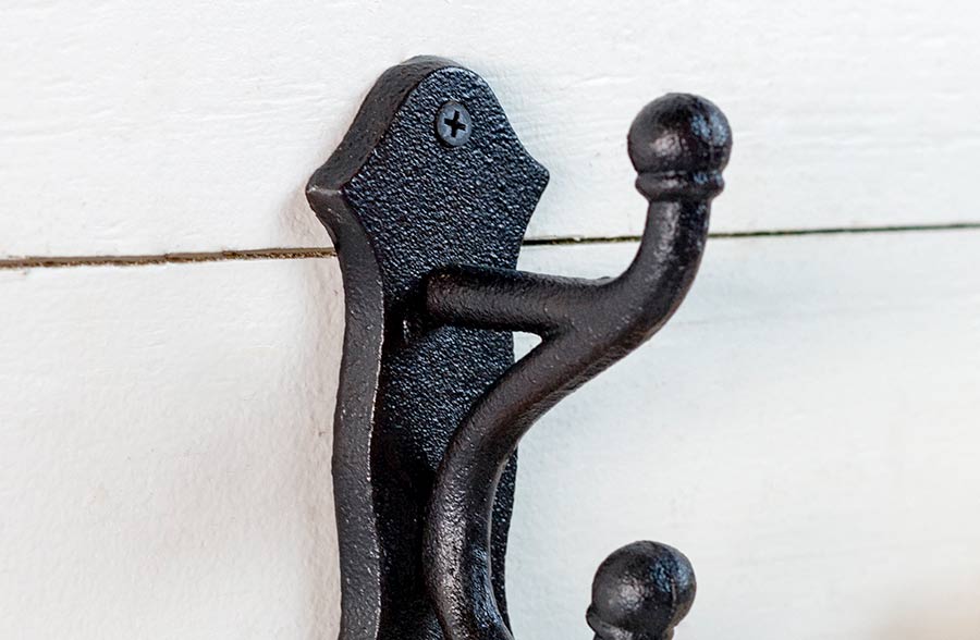 Cast Iron Double Wall Hook, Set of 4