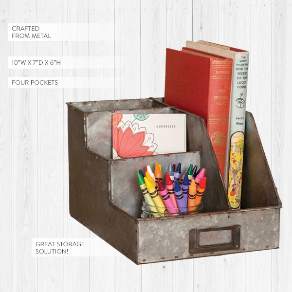 Galvanized Four Section Desktop Caddy
