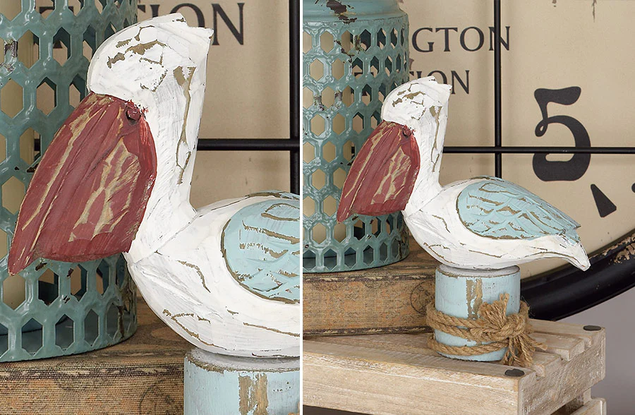 Distressed Wooden Pelican