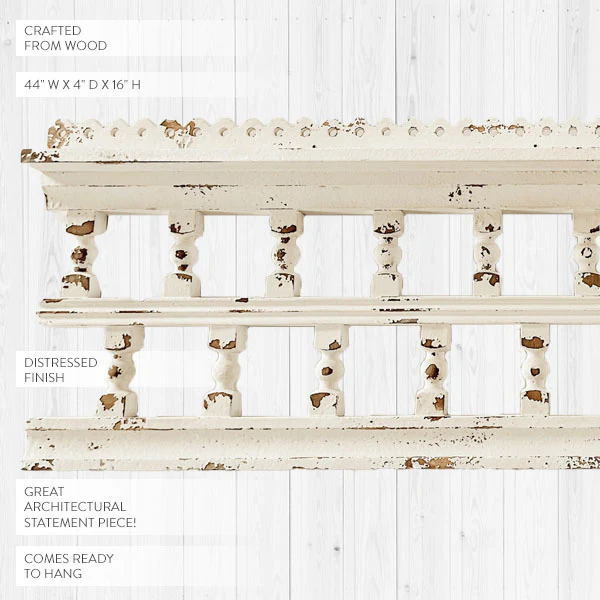 Two-Tier Chippy Wooden Spindle Wall Decor