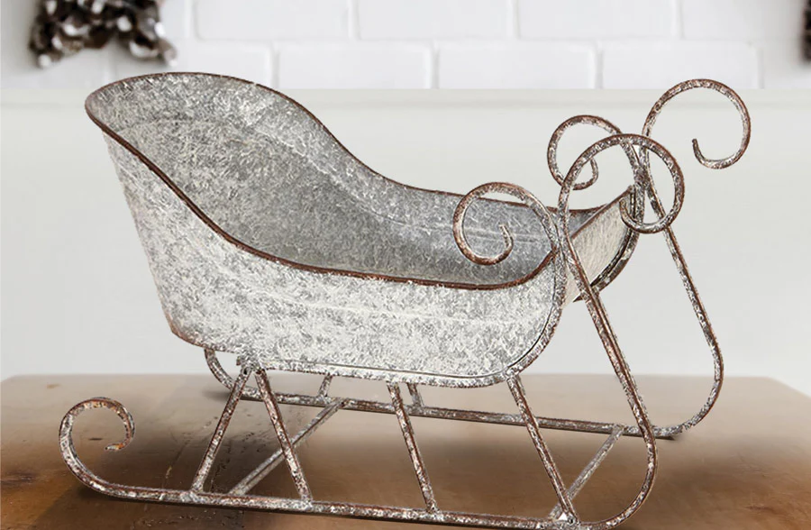 Galvanized Metal Christmas Sleigh