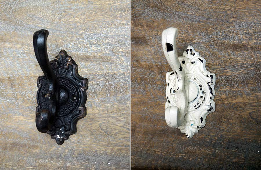 Cast Iron Scalloped Double Wall Hook Set of 2, Pick Your Color