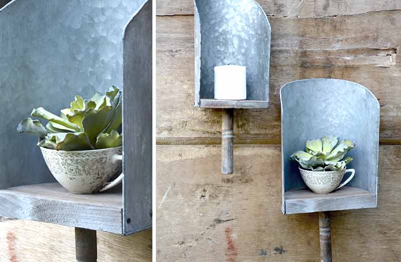 Hanging Grain Scoop Shelf  Set Of 2