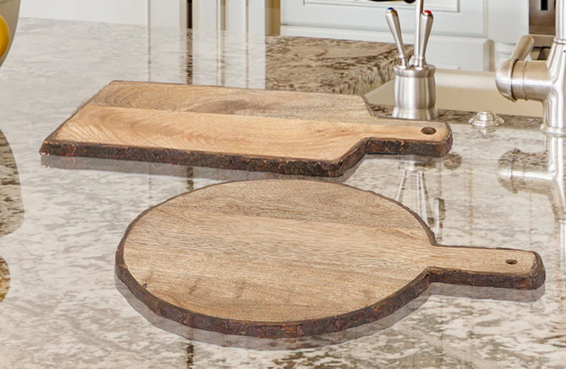 Wood Bark Cheese Trays  Set Of 2