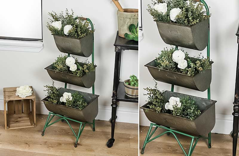 Galvanized Metal Three Tiered Planter