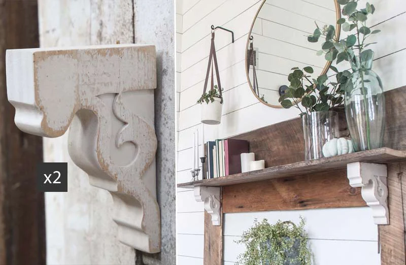 White Corbel Book End Brackets  Set of 2