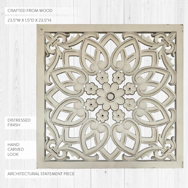 HUGE Ornate Carved Floral Wall Tile