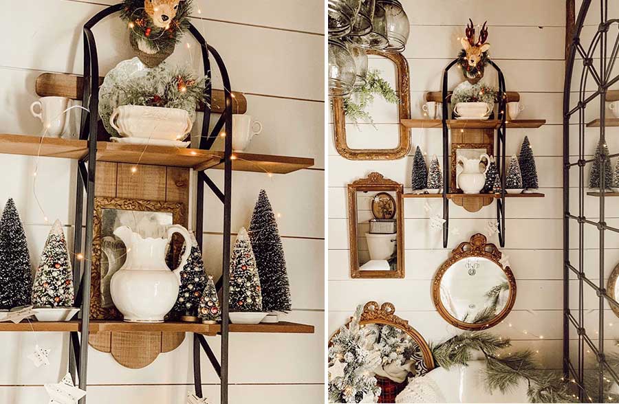 Vintage Wooden Sleigh Wall Shelf