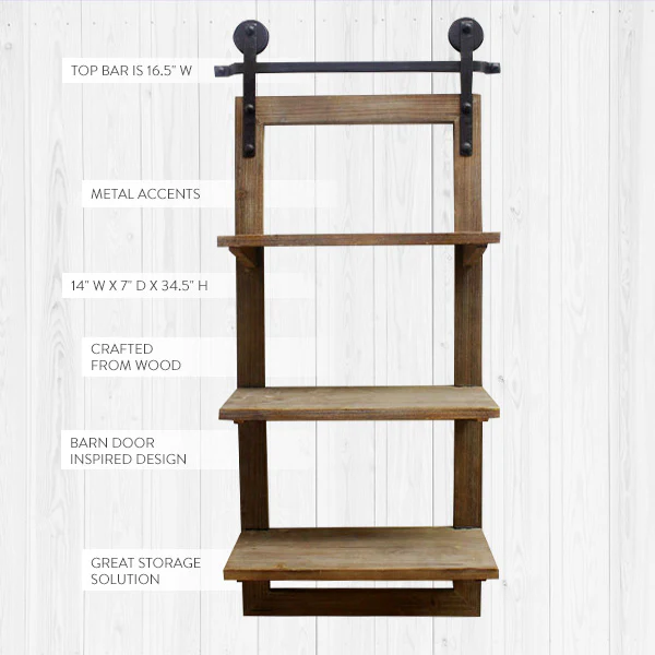 Barndoor Inspired Three Tiered Shelf