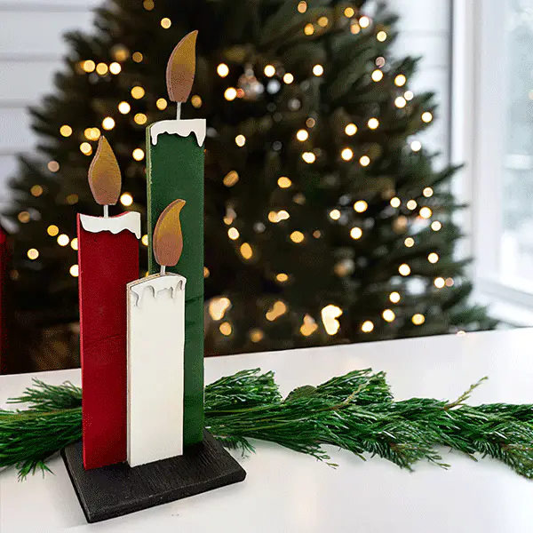 Wooden Christmas Candle Decor, Choose Your Color