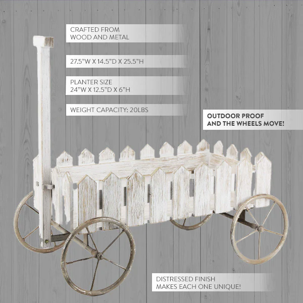 Distressed Picket Fence Wooden Cart