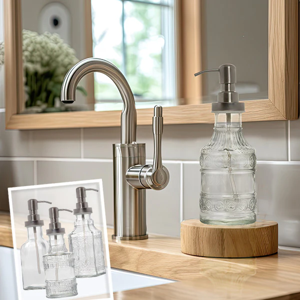 Old-Fashioned Starburst Cut Soap Pumps, Set of 4
