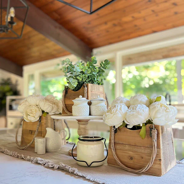 Eco Friendly Wood Planters with Straps, Set of 3
