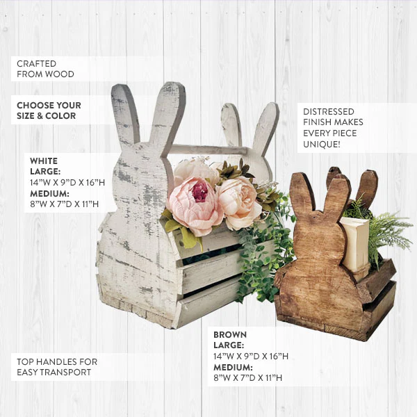 Wooden Bunny Basket, Pick Your Style