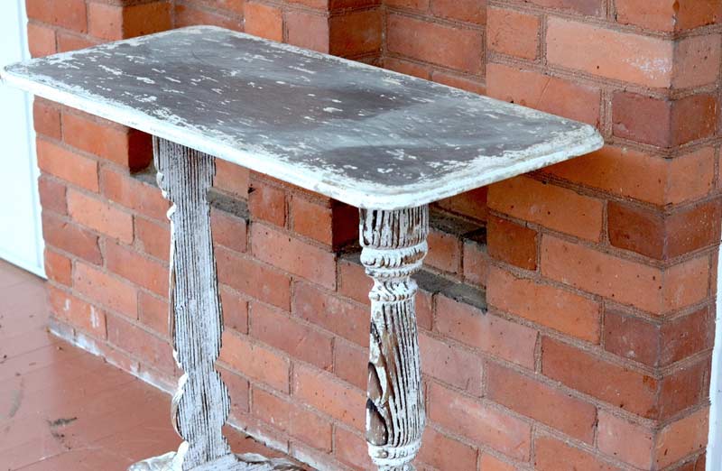Distressed White Console Table