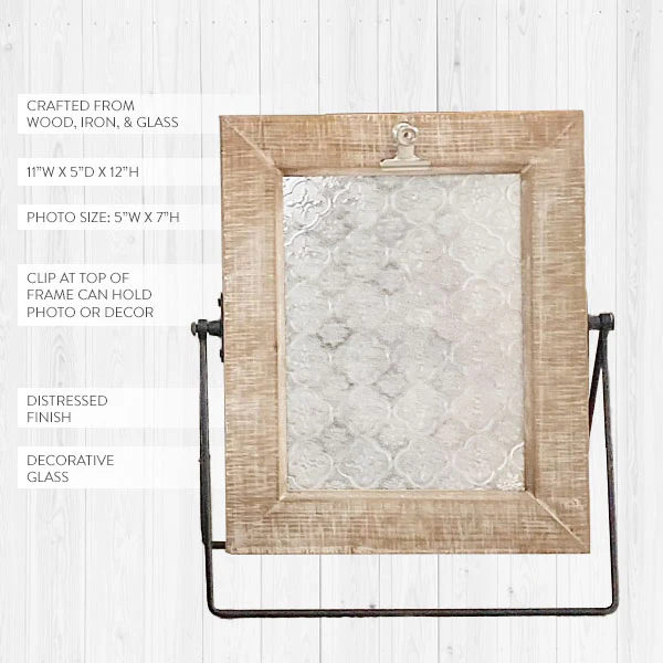 Wooden Framed Embossed Glass Display Easel